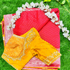 Pure Banarasi Silk Saree with Designer Stitched Blouse